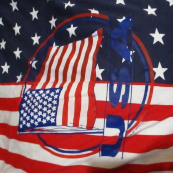 Vintage 90s TKO Sportswear USA Red White Blue Flag Boxer Boxing Button Up Shirt - Picture 3 of 4